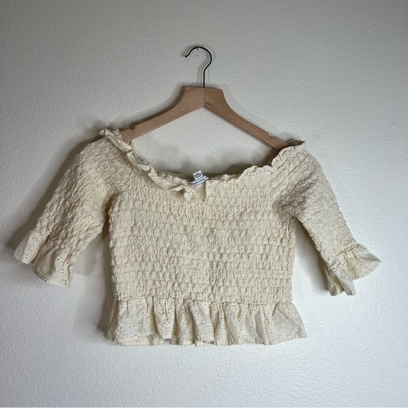 American Eagle Babydoll Crop Top Cream Medium - Picture 5 of 5